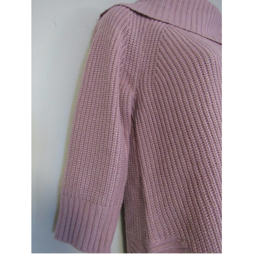 89th + Madison 3/4 Sleeve Button Detail Metallic Sweater Small Rose - Picture 6 of 8